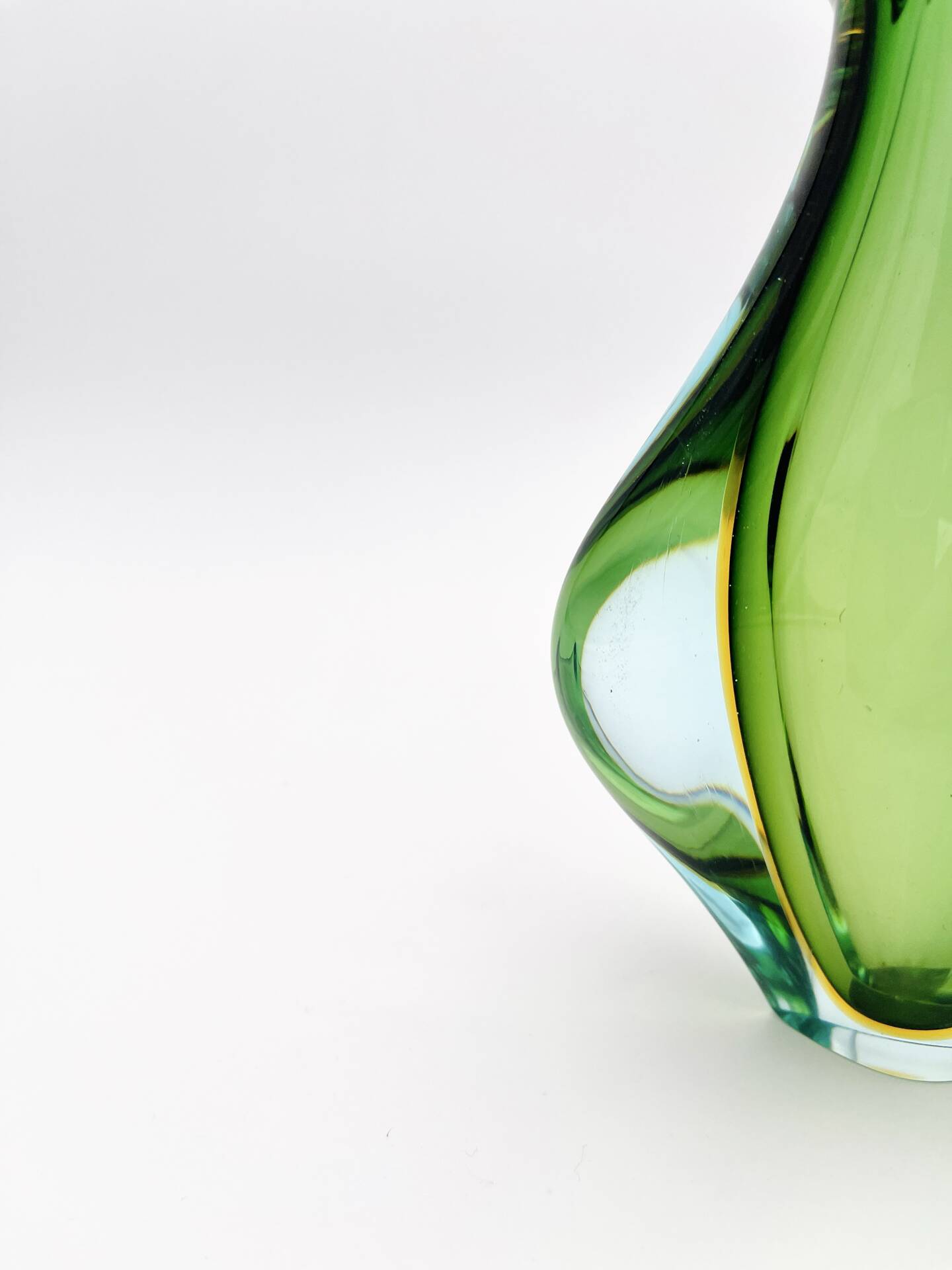 Murano vase Flavio Poli Sommerso Emerald Green Yellow Turquoise 26cm