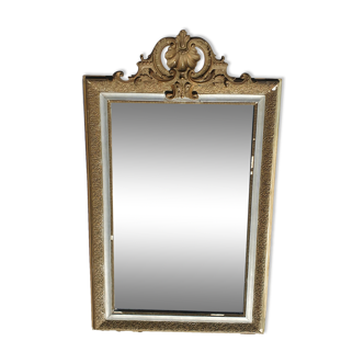 Large mirror with gold and silver pediment 71x115cm