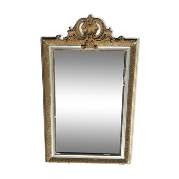 Large mirror with gold and silver pediment 71x115cm