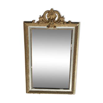 Miroir à fronton or et argent 71x115cm