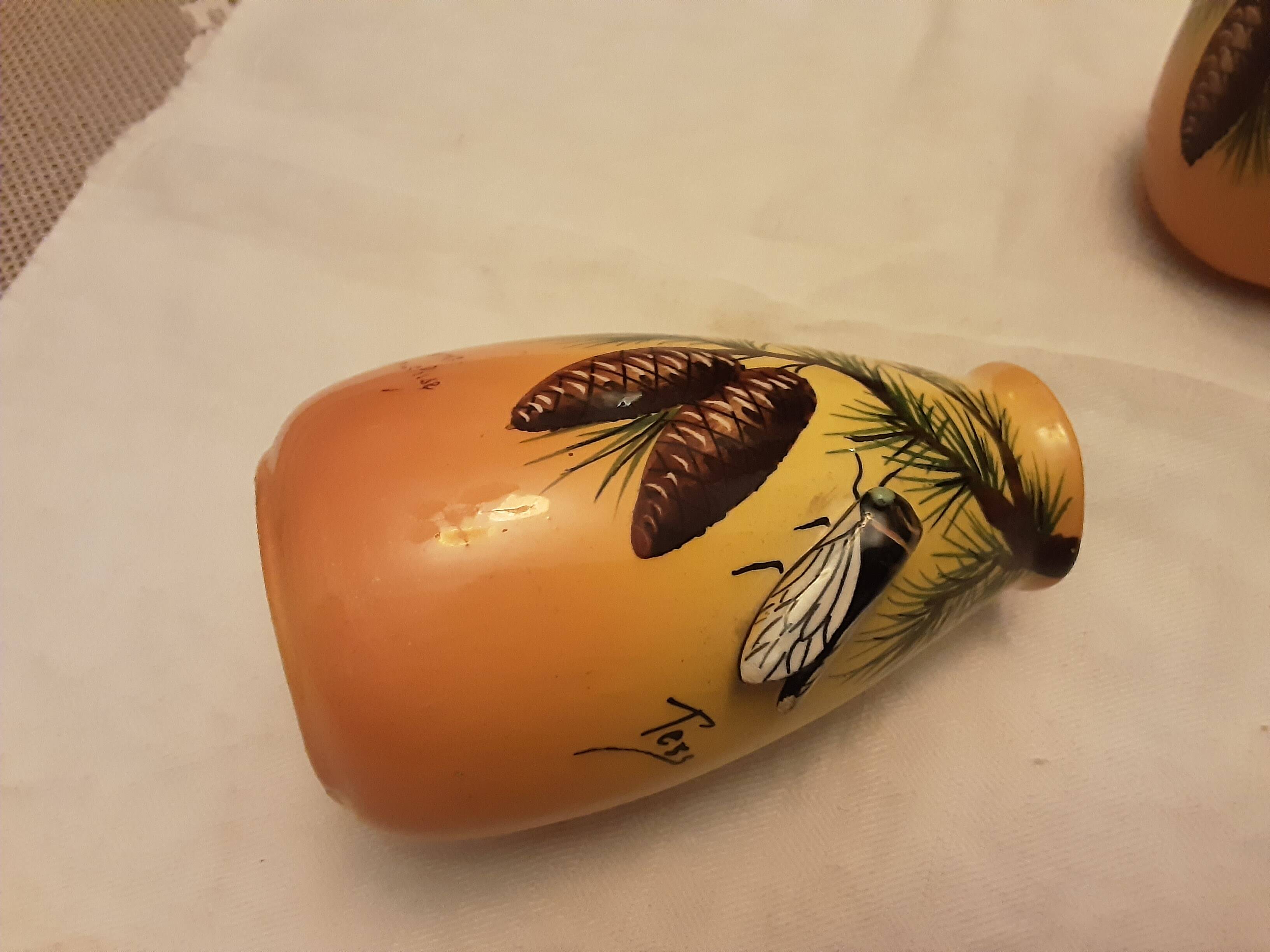 2 Vallauris ceramic vases signed Tess