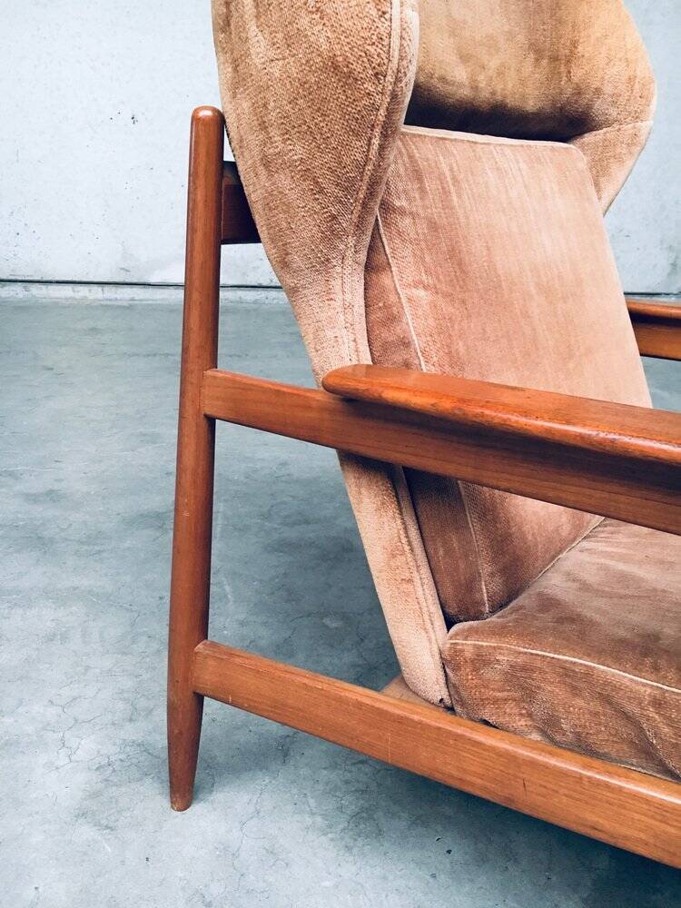 Set of Mid-Century Scandinavian Wingback Armchairs, Denmark, 1960s