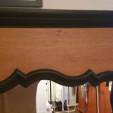 Large Trumeau Mirror XXL in Solid Oak and Black Cornice – 157x128