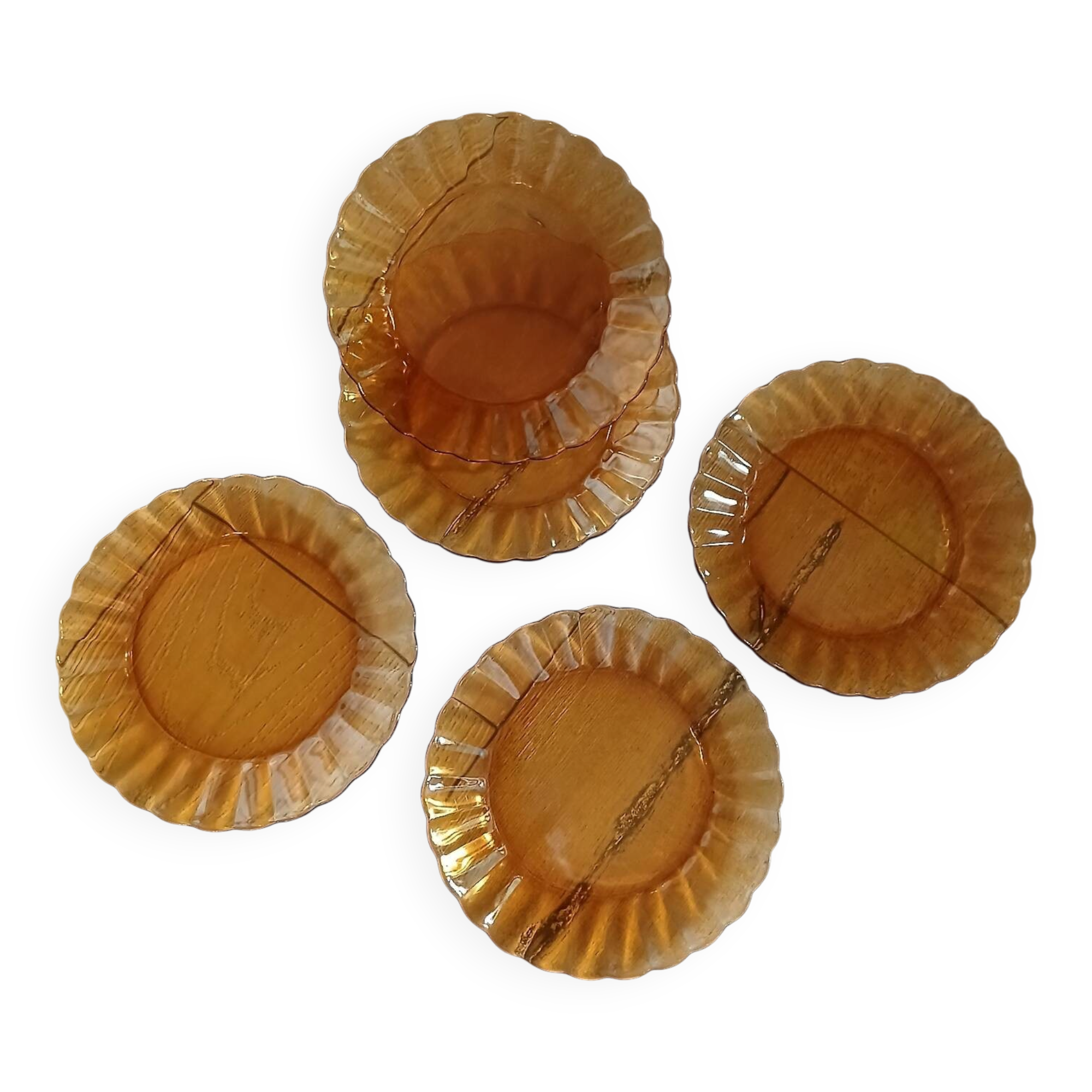 5 vintage Duralex dessert plates