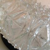 Structured glass round ceiling lamp / vintage 60s-70s