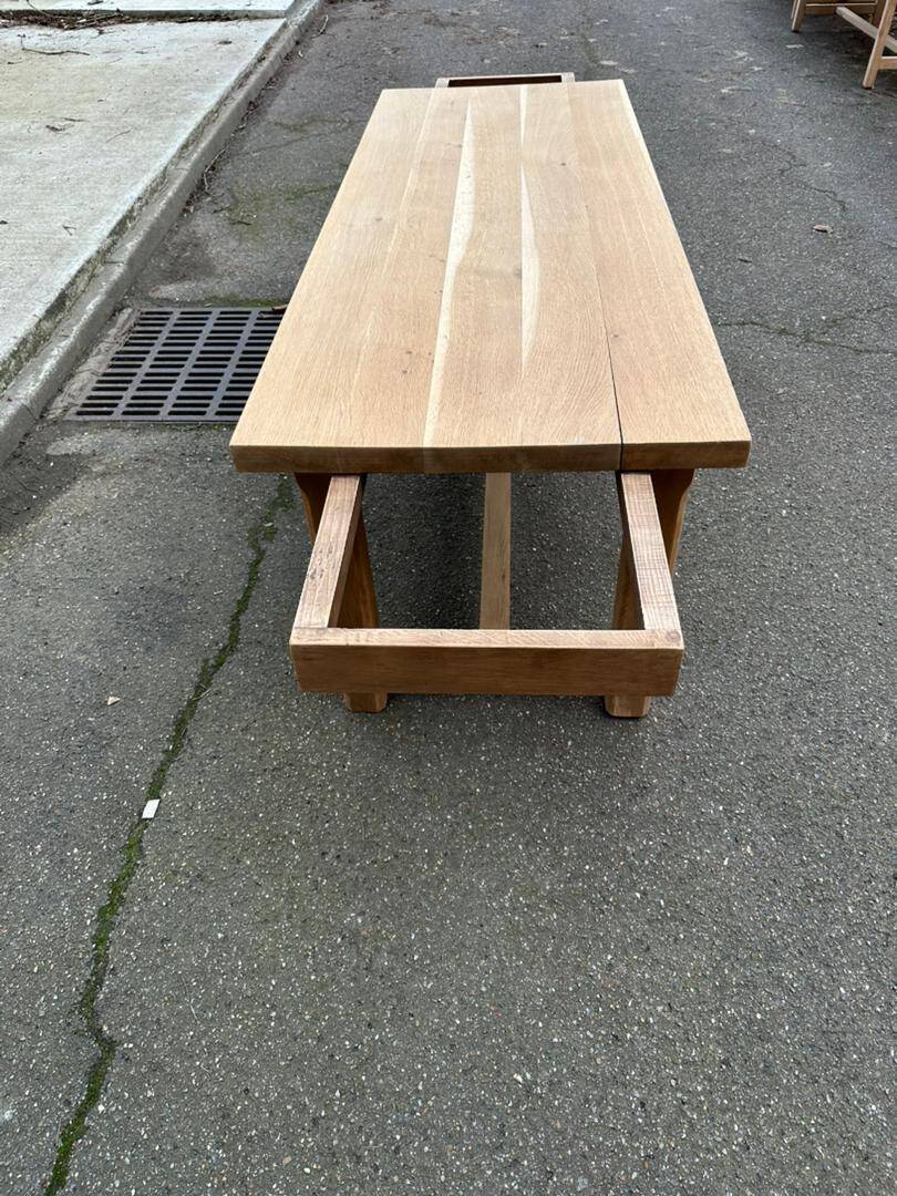 Renovated 19th-century solid oak extendable farmhouse dining table 200cm