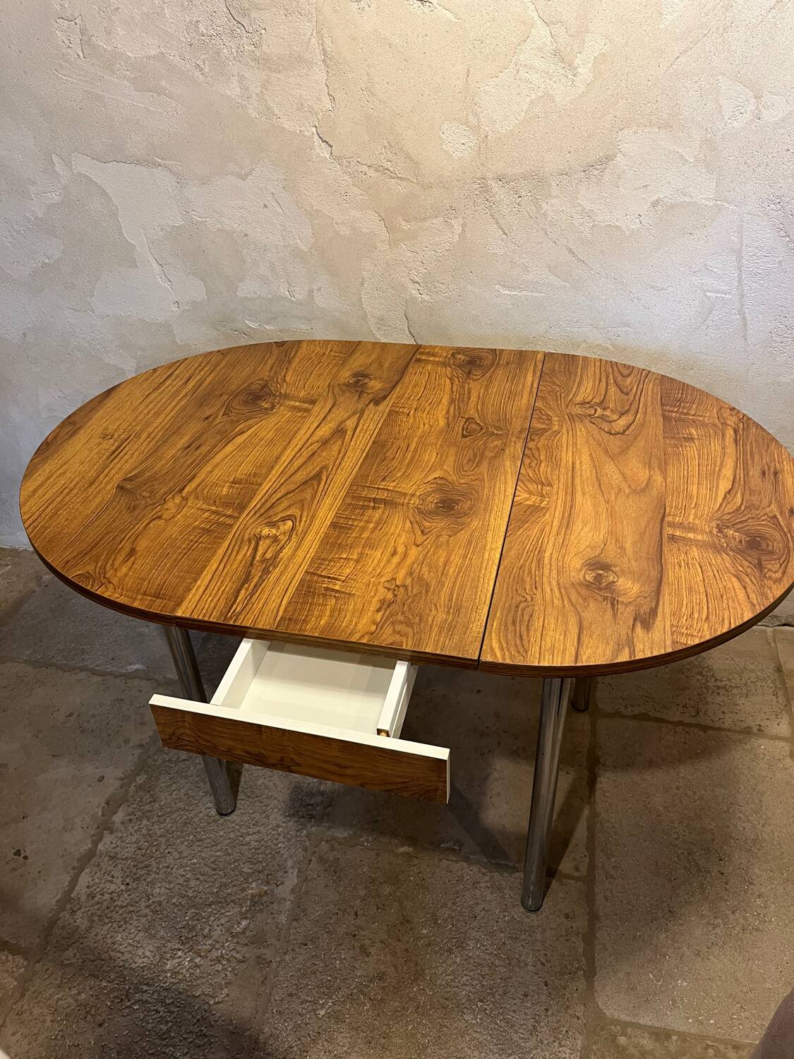 Vintage aluminum/wood table 1960/70