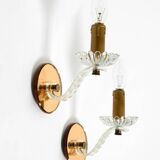 Two original Italian 1960s wall lamps with glass and mirror components