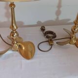 Lot de 2 lampes Hollywood Regency, années 1960/70, en laiton