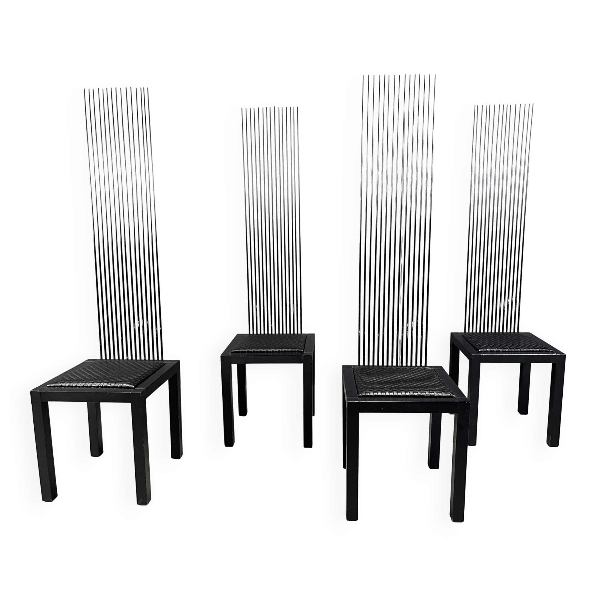 Vintage high back dining chairs, 1980s