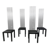 Chaises de salle à manger vintage à dossier haut, années 1980