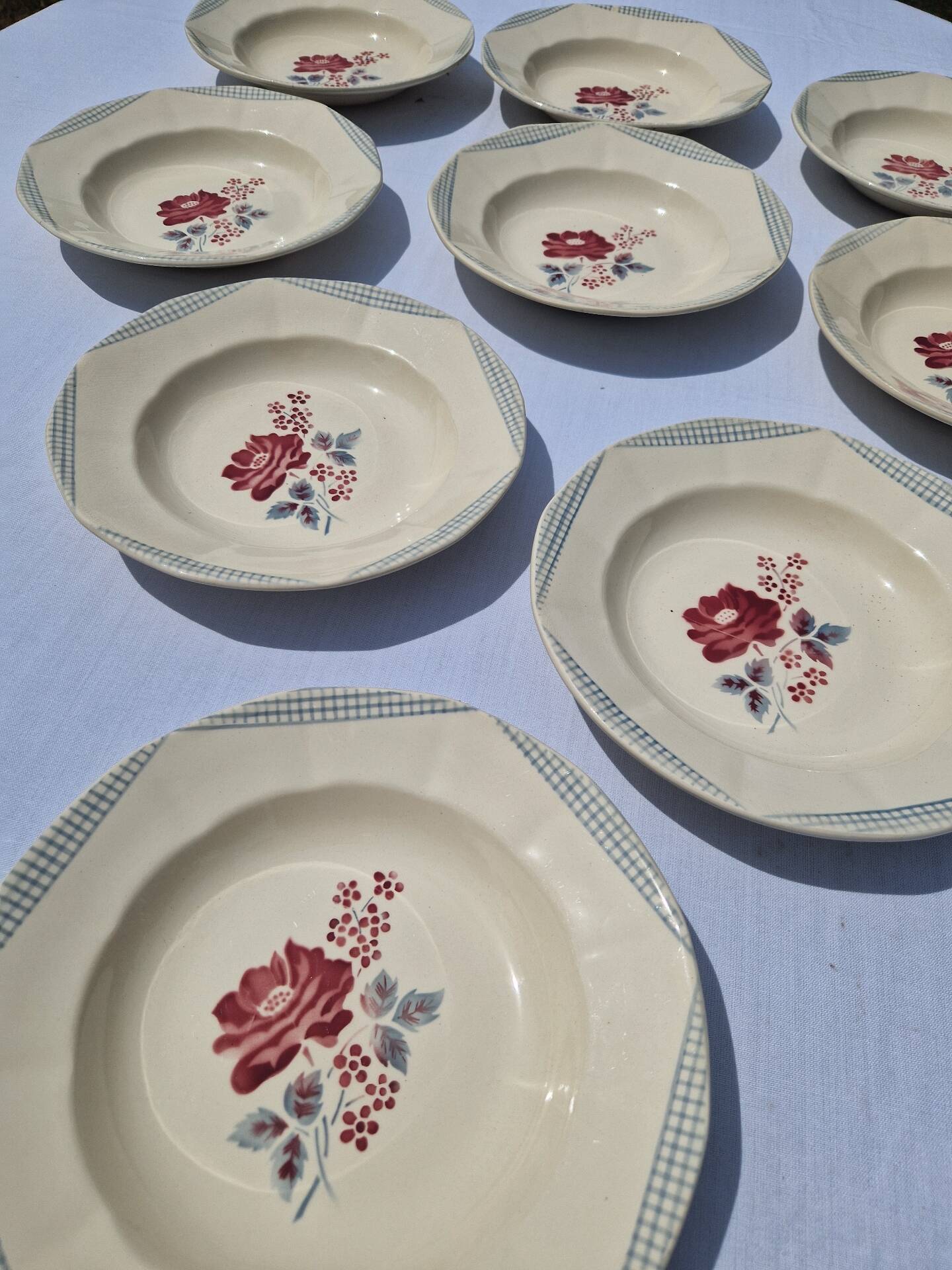Set of 10 Deep Plates Model Josiane Sarreguemines Manufacture