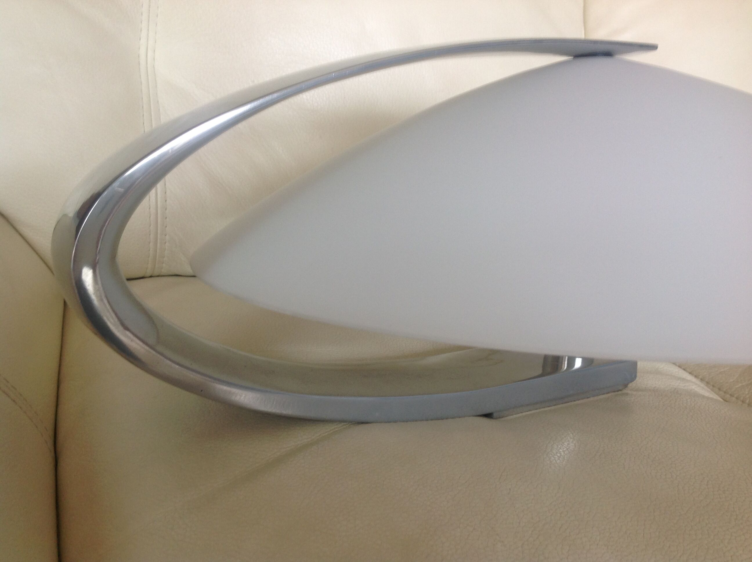 Circular frosted glass wall lamp and aluminum headband by Vetri Murano, vintage 70s-80s
