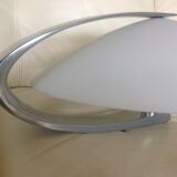 Circular frosted glass wall lamp and aluminum headband by Vetri Murano, vintage 70s-80s