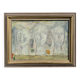 Vintage Modernist Composition with Heads Oil Painting signed by artist R.J. 1956