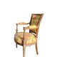 Fauteuil cabriolet style Louis XVI en toile de Jouy jaune et rouge, France