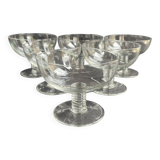 6 blown crystal bowls – Art Deco