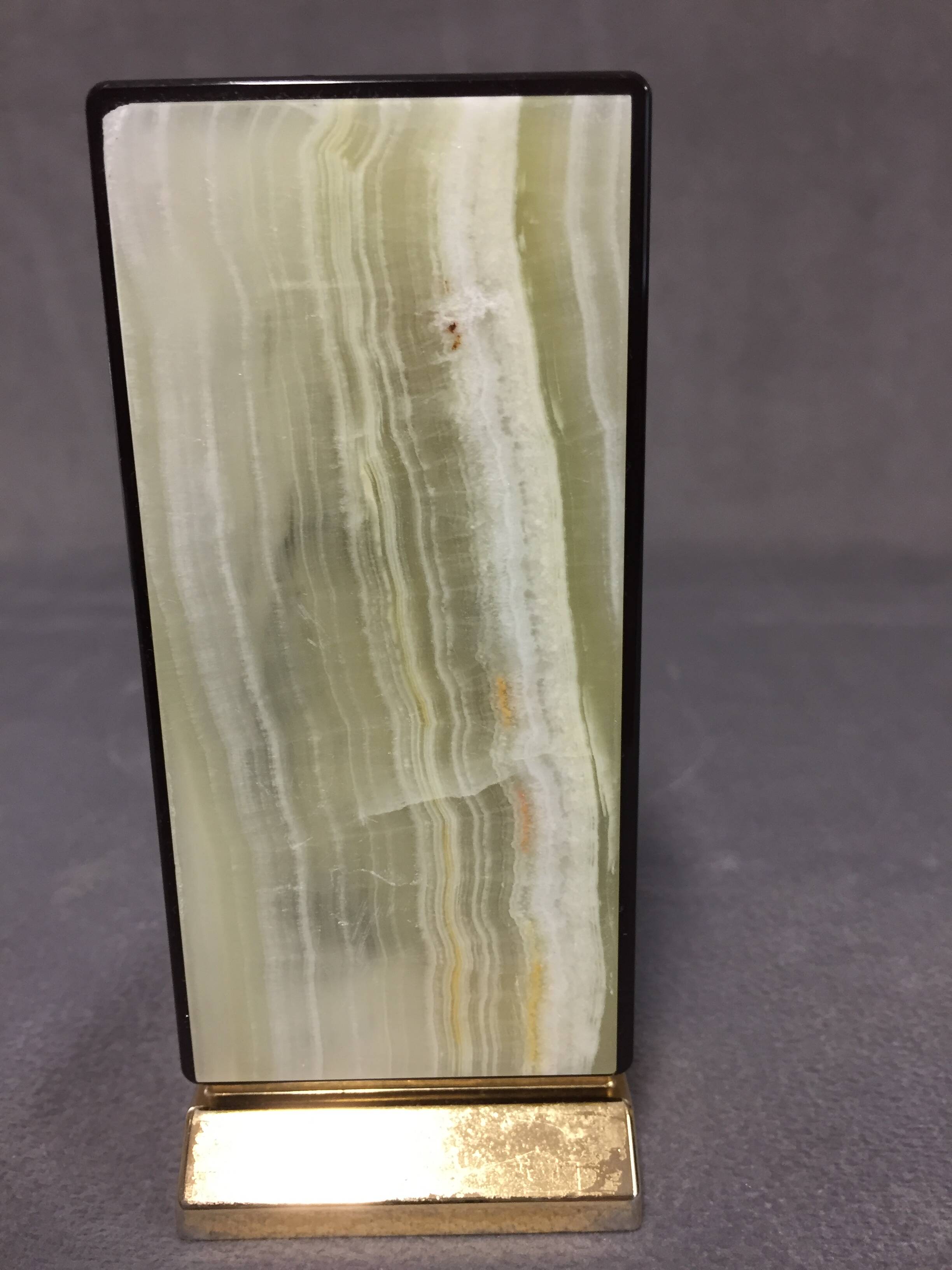 Collector Table Lighter SAROME Vintage Electric Gold Metal & Alabaster Chic