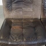 Gray Vintage Leather Modular Design Sofa 2 Elements