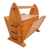 Art Deco Magazine Rack with Three Drawers, 1930s