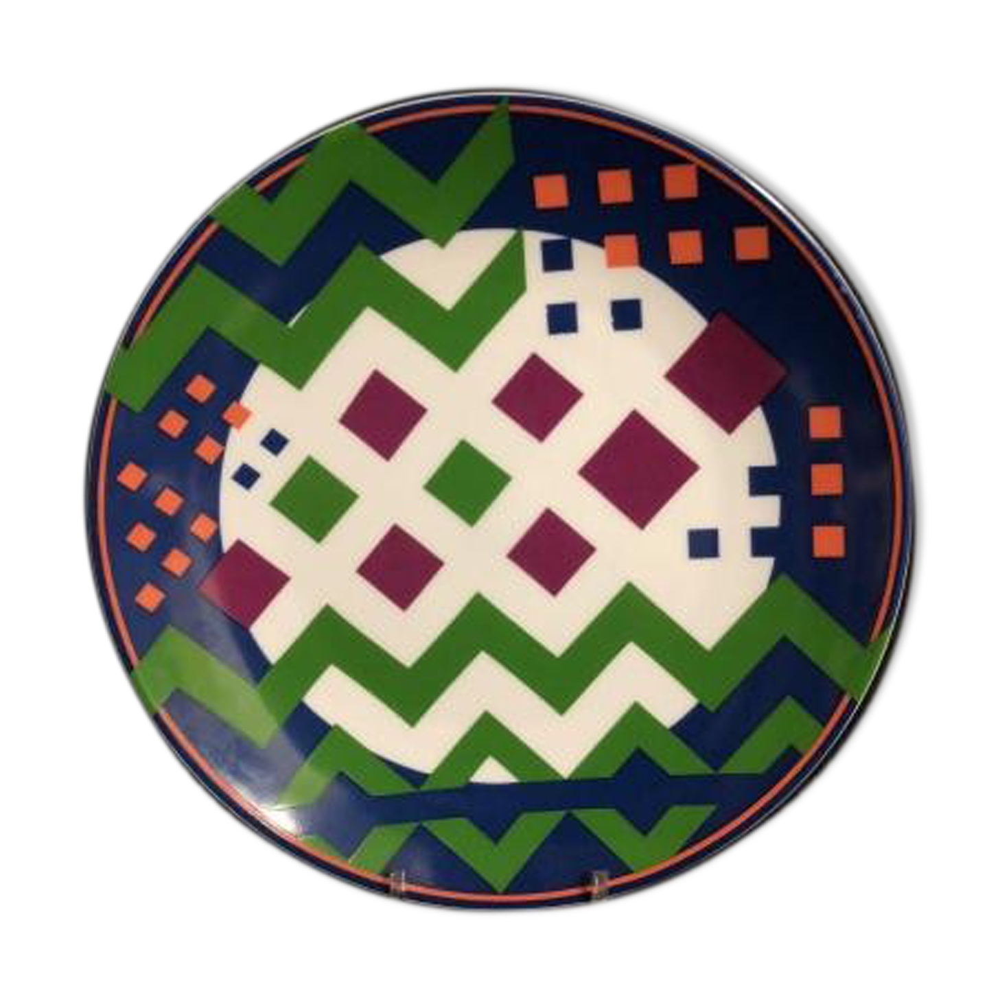 Plate Zig-zag Guy de Rougemont edition Artcurial Paris porcelain signed 900 ex