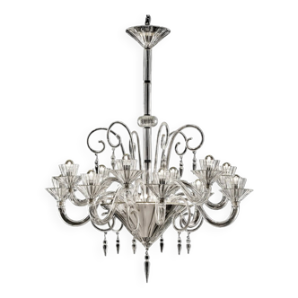 Majestic Imperial Murano Glass “Rigadin” Chandelier in Crystal Clear