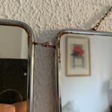 Mirror triptych barber orange rust vintage 1960 - 24 x 59 cm