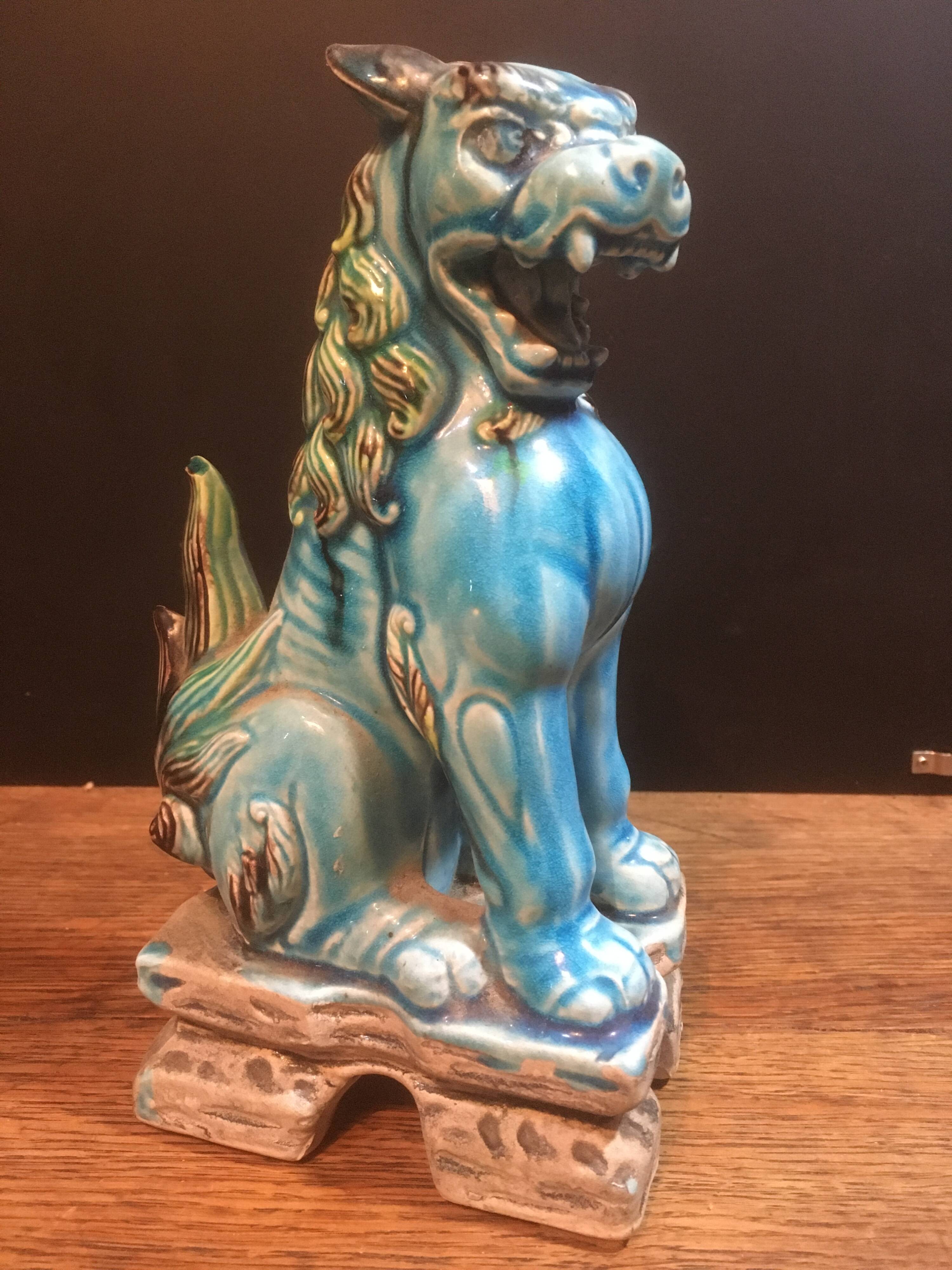 Foo Japan dog in blue ceramic
