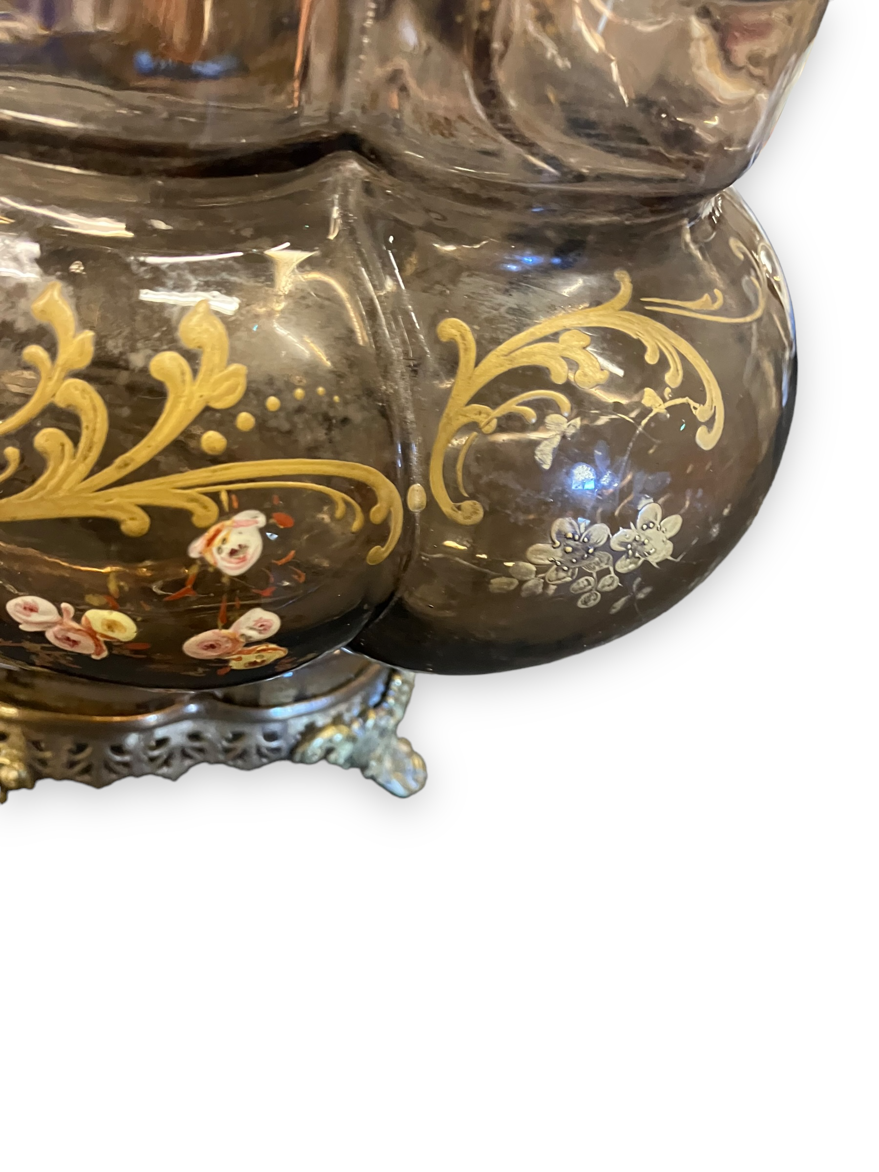 Jardinière Art Nouveau En Verre émaillé