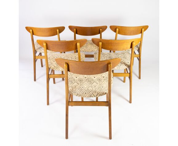 Set Of Six Dining Room Chairs In Teak, Danish Teak Dining Room Chairs
