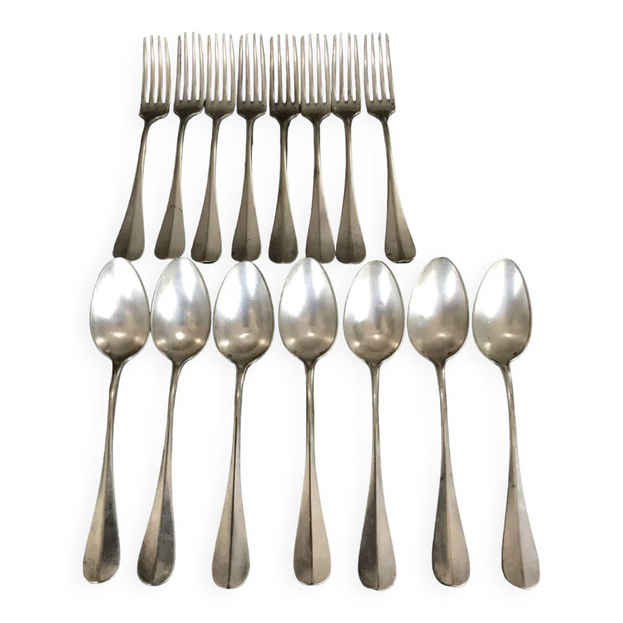 Lot of 15 old cutlery in monogrammed silver metal, christofle goldsmith