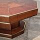 Brown leather coffee table with brass details, France, 1975