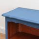 Renovated antique bookcase – Bleu des Vosges library, Libéron and natural wood – H100 cm