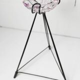 Cendrier sur pied verre coloré noire 1970