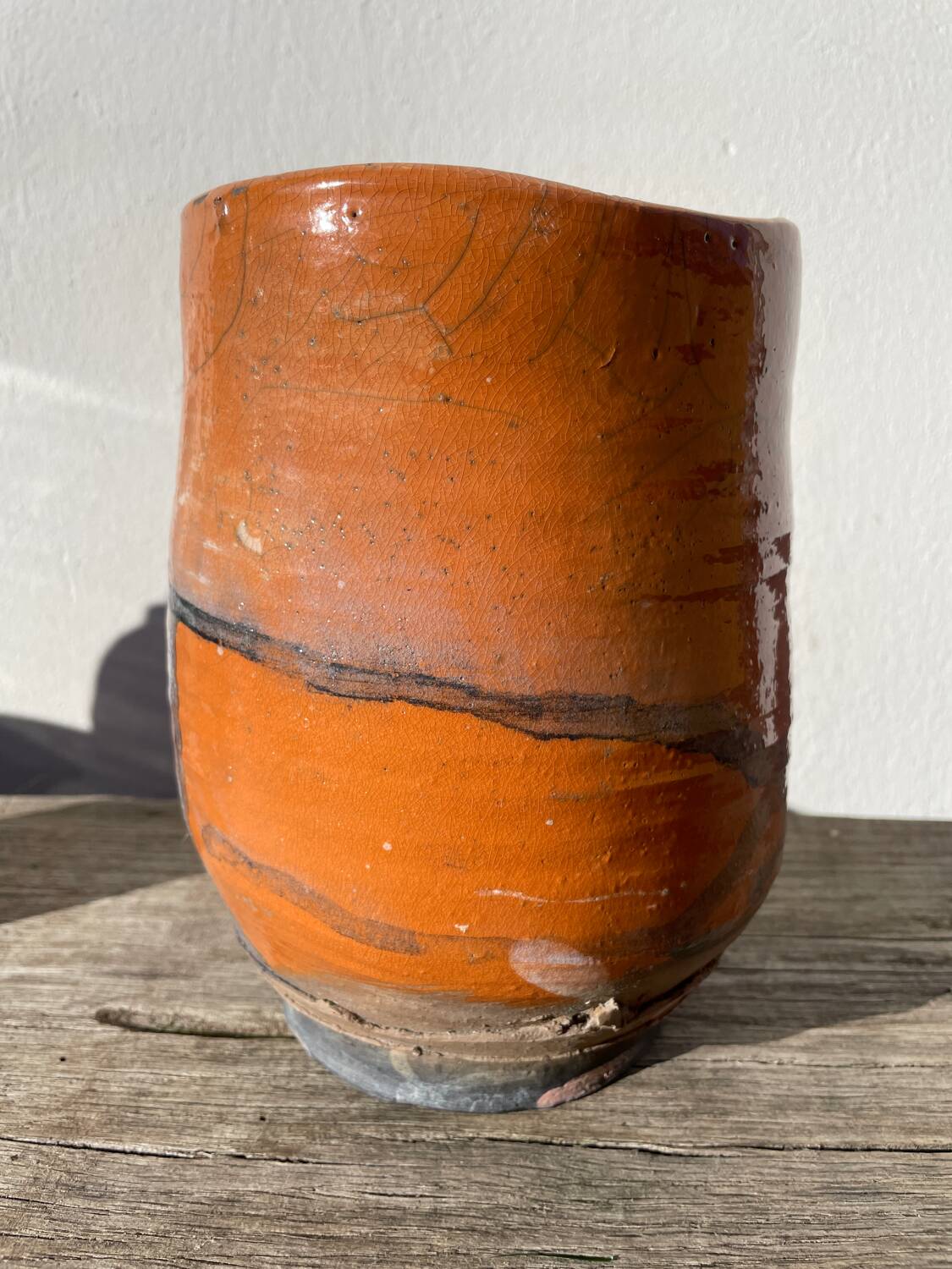 Raku vase / signed ceramic / handmade pottery