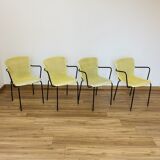4 yellow outdoor armchairs