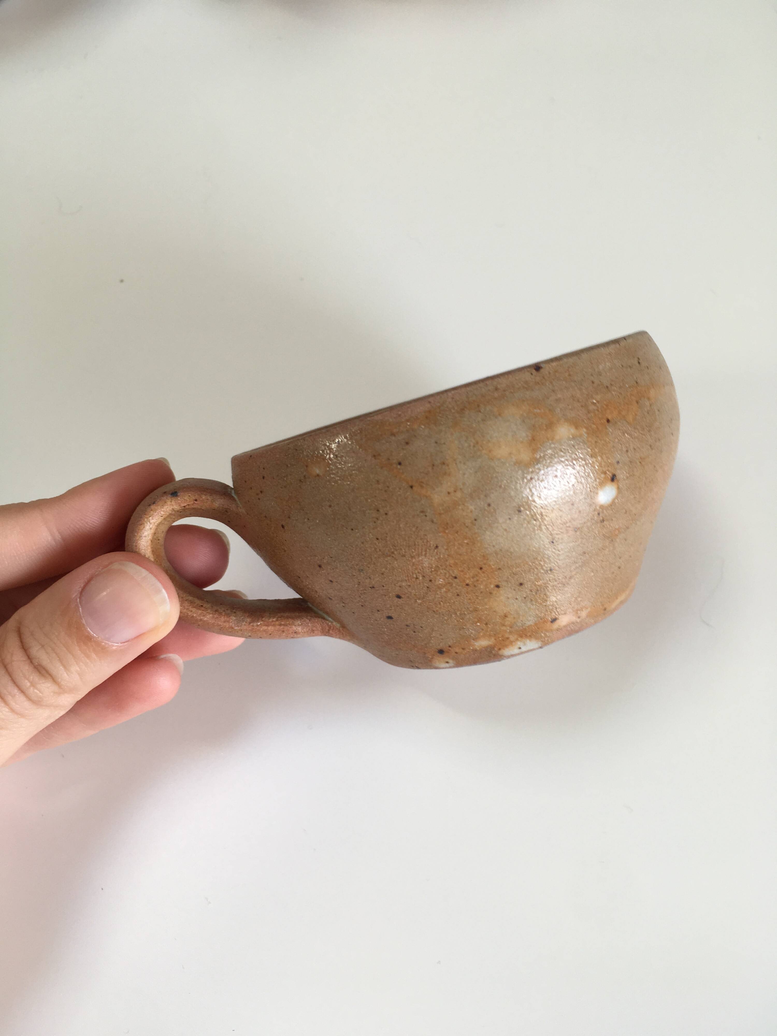 Set of 5 handcrafted ceramic mugs – terracotta