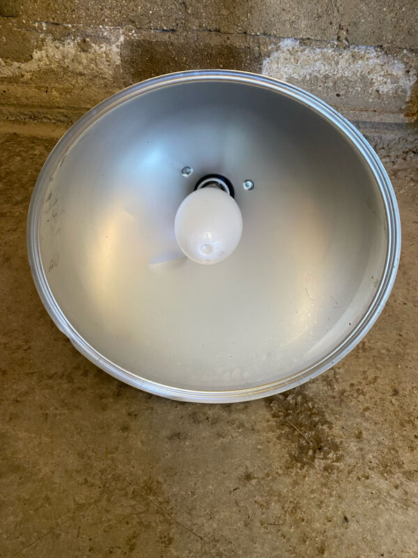 Suspension Ancienne Industrielle PHILIPS Globe Alu Gris  Vintage