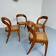 Set of 4 Baumann chairs, Gondola model, wood and cane, 70s