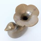 Candle holder or bird soliflore in brass, mid-century design from the 1960s.
