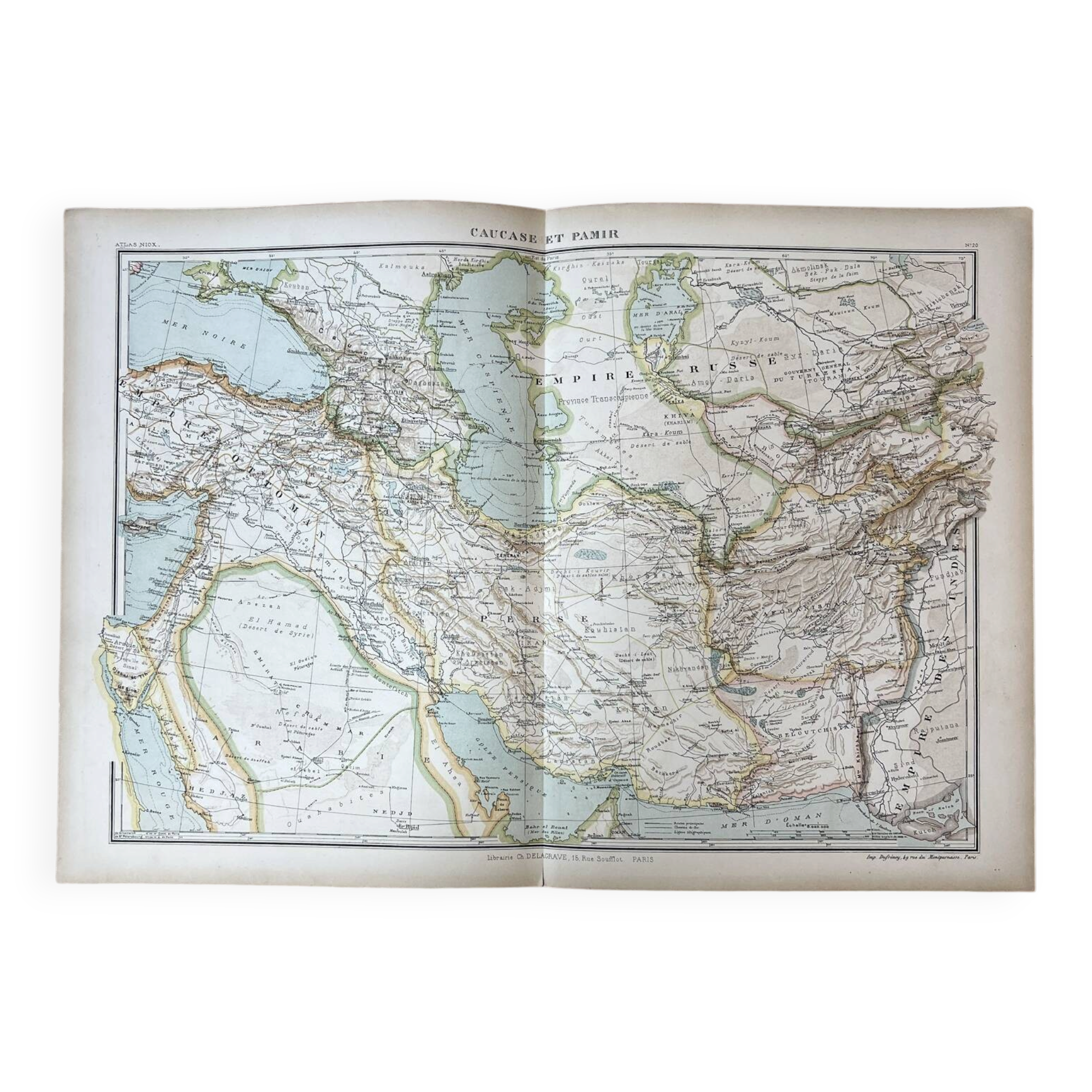 Carte originale Caucase et Pamir 53x37cm - 1905