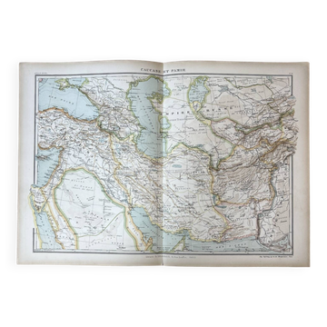 Original map of the Caucasus and Pamir 53x37cm - 1905