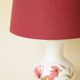 White and burgundy red ceramic rooster decor lamp
