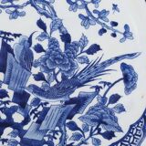 Qing dynasty kangxi style blue and white flower and bird painting plate chinese palace gifts