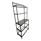 Black metal designer shelf with glass shelves