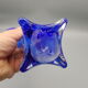 Paire de vases en verre soufflé soliflore vert et bleu
