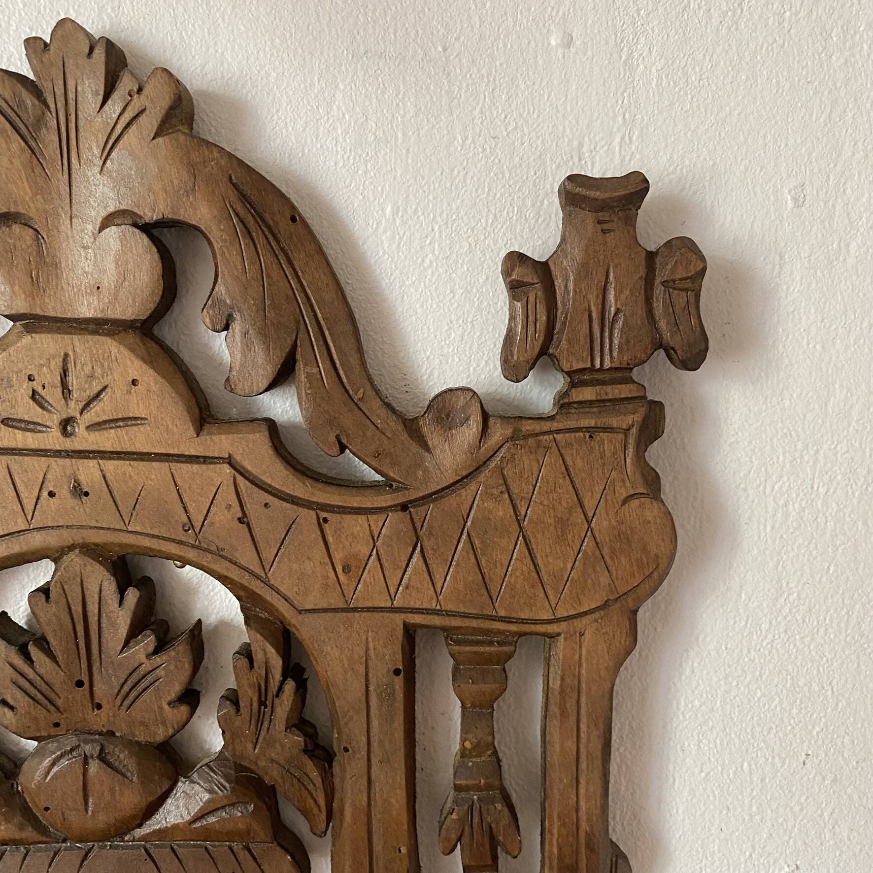antique foldable wall shelf with openwork wood