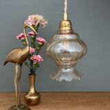 Vintage amber glass globe pendant light