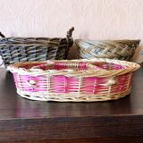 Set of 3 woven wicker table baskets