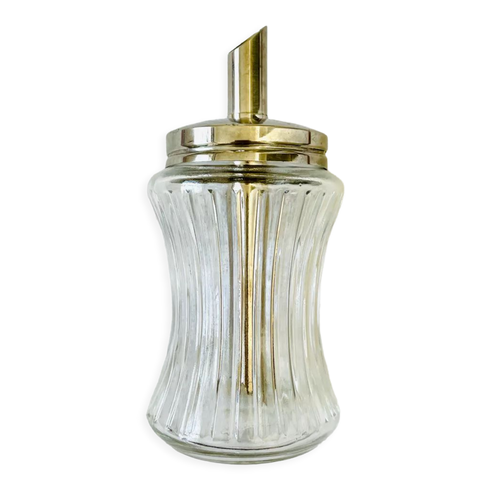 Verseuse sucre verre et inox vintage
